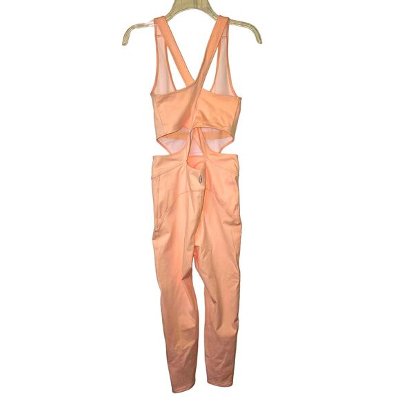New Free People FP MOVEMENT Back It Up One-sie $98 LARGE Peach LEOTARD - Picture 7 of 8